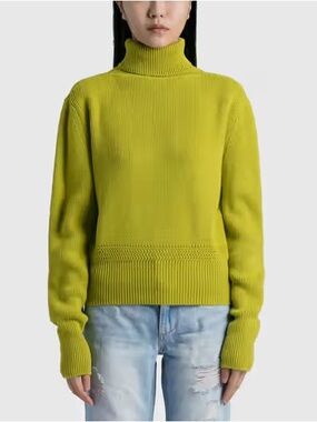 The Open Product Ribbed Turtleneck Sweater | Green | Size 2